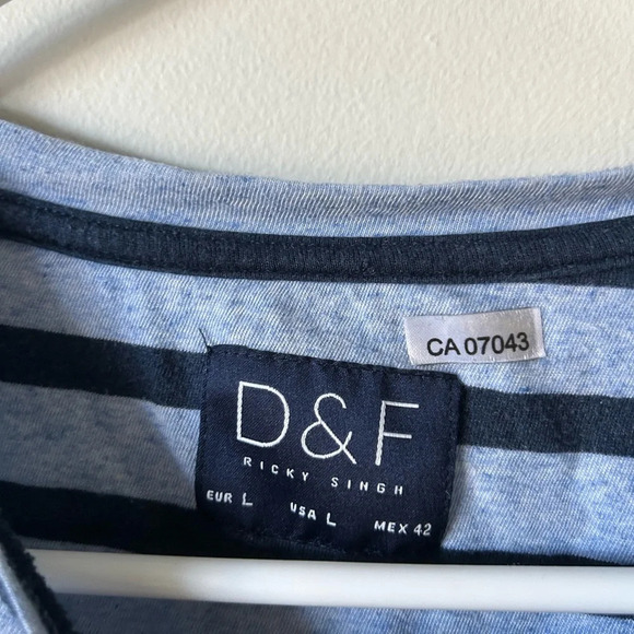 D&F Ricky Singh Stripped Blue Long  Sleeve Shirt - Picture 3 of 3